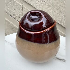 Vintage Sango Nova Brown Drip Glaze Sugar Bowl with Lid Brown & Tan Pottery 4933